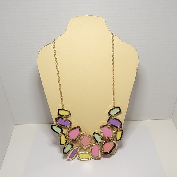 Signed Mark Multi-Color Pastels Statement Necklace - Picture 4 of 4